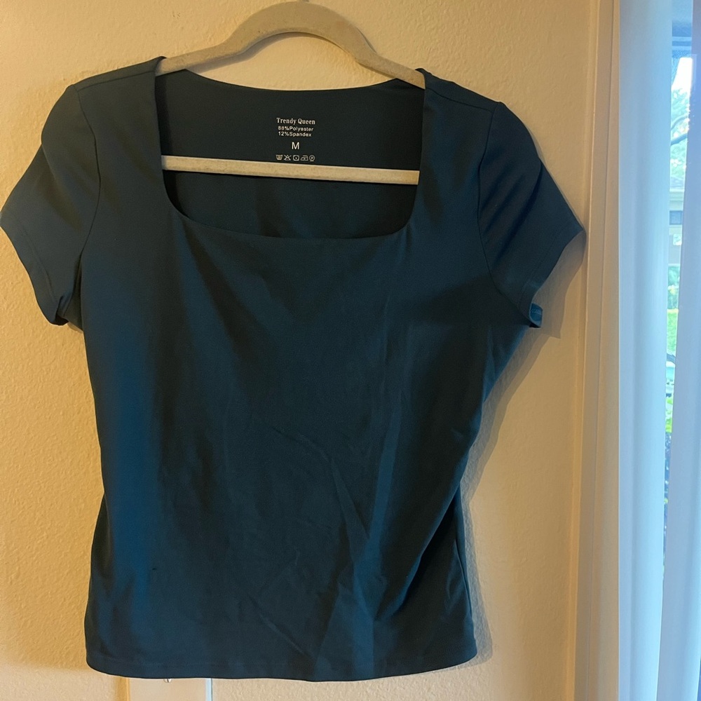 Trendy Queen Dark Teal Square Neck Top